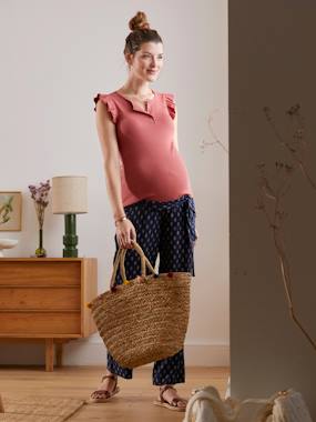 -Fluid Trousers in Printed Viscose for Maternity