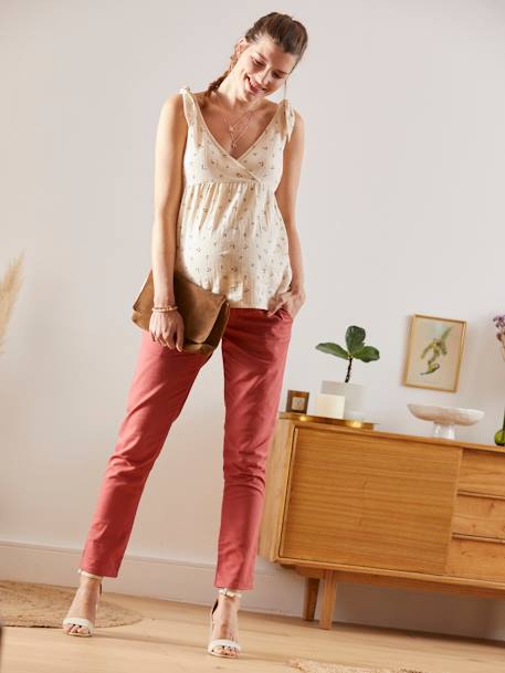 Chino Trousers for Maternity RED MEDIUM SOLID - vertbaudet enfant 