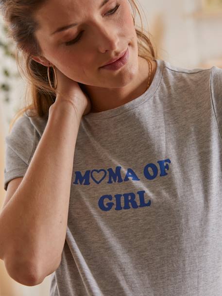 T-shirt à message grossesse et allaitement en coton bio Gris chiné - vertbaudet enfant 