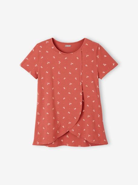T-shirt grossesse et allaitement pans croisés pour allaiter Rouge imprimé - vertbaudet enfant 