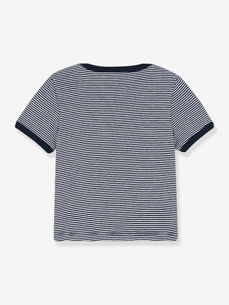 Fine Striped T-Shirt for Babies in Organic Cotton, by PETIT BATEAU BLUE MEDIUM STRIPED - vertbaudet enfant 
