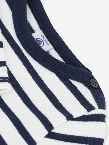 Iconic Long Sleeve Dress in Thick Organic Cotton Jersey Knit for Babies, by PETIT BATEAU WHITE MEDIUM STRIPED - vertbaudet enfant 