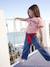 Tee-shirt fille fantaisie manches courtes écru rayé - vertbaudet enfant 