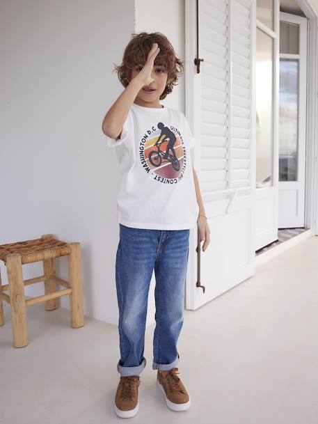 T-shirt garçon motifs graphiques manches courtes blanc+ECRU+vert d'eau - vertbaudet enfant 