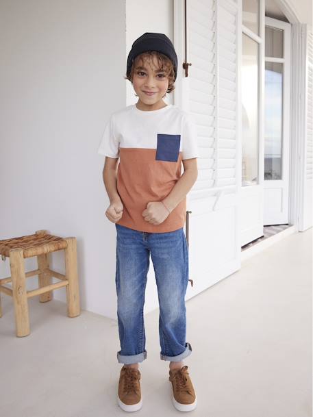 T-shirt garçon coloblock manches courtes ardoise+menthe+orange+vert anglais - vertbaudet enfant 