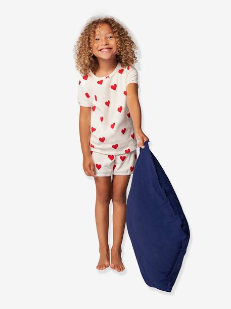 Pyjacourt coeur fille manches courtes en coton bio motif coeurs - vertbaudet enfant 