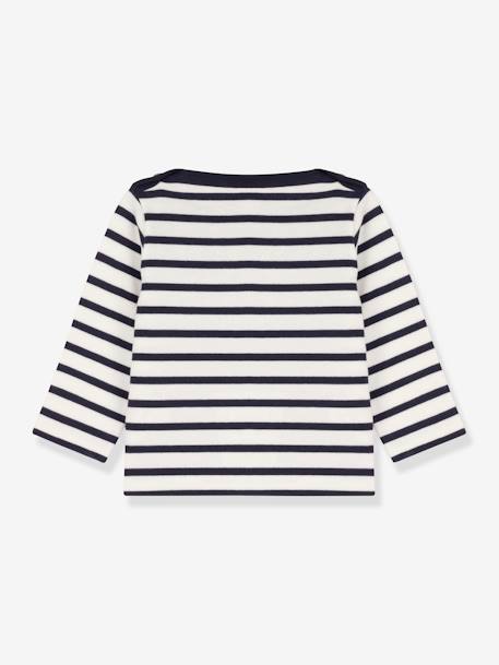 Long Sleeve Striped Jumper in Organic Cotton for Babies, by PETIT BATEAU -  white medium striped, Baby
