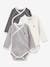 Set of 3 Long Sleeve Wrapover Bodysuits, Striped, for Newborn Babies, in Organic Cotton, by Petit Bateau BLUE MEDIUM TWO COLOR/MULTICOL - vertbaudet enfant 