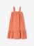 Long Cotton Gauze Dress for Girls ORANGE BRIGHT SOLID - vertbaudet enfant 