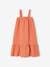 Long Cotton Gauze Dress for Girls ORANGE BRIGHT SOLID - vertbaudet enfant 