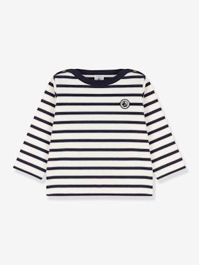 Baby-T-shirts & Roll Neck T-Shirts-Long Sleeve Striped Jumper in Organic Cotton for Babies, by PETIT BATEAU