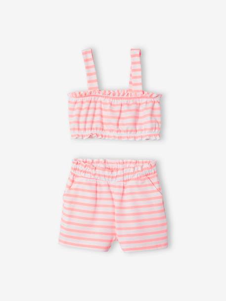 Striped Shorts & Crop Top for Girls - white light striped, Girls