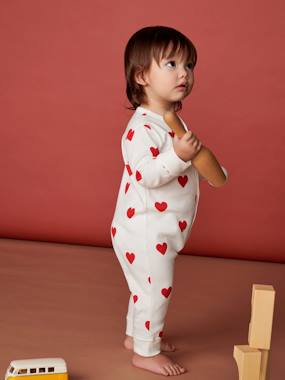 Baby-Pyjamas & Sleepsuits-Hearts Sleepsuit in Organic Cotton for Babies, by Petit Bateau