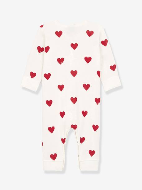 Hearts Sleepsuit in Organic Cotton for Babies, by Petit Bateau WHITE LIGHT ALL OVER PRINTED - vertbaudet enfant 