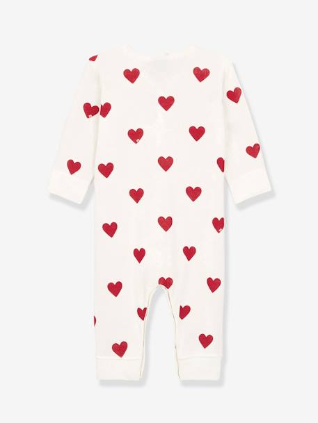 Hearts Sleepsuit in Organic Cotton for Babies, by Petit Bateau WHITE LIGHT ALL OVER PRINTED - vertbaudet enfant 