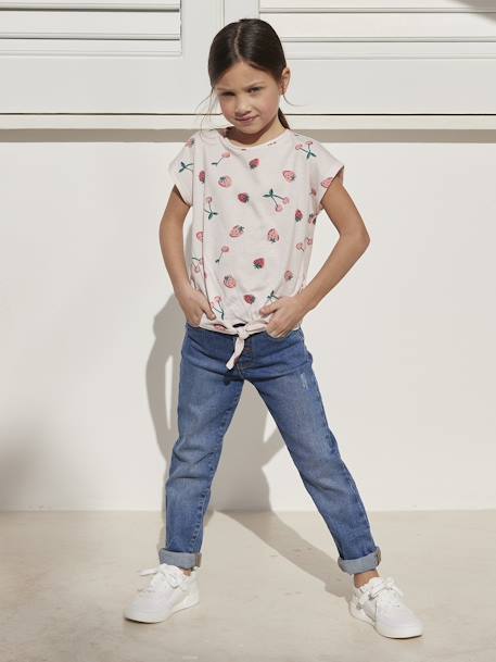 Printed T-Shirt for Girls - pink medium all over printed, Girls