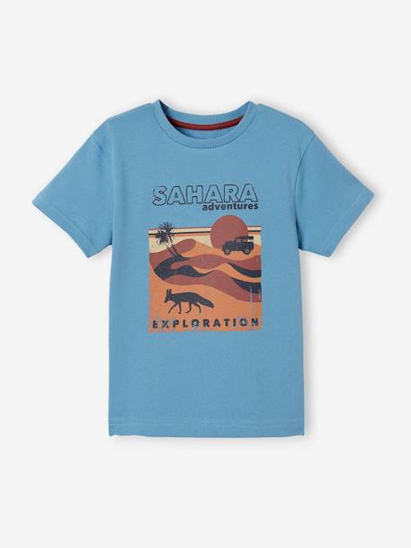 Sahara T-Shirt for Boys BLUE LIGHT SOLID WITH DESIGN - vertbaudet enfant 