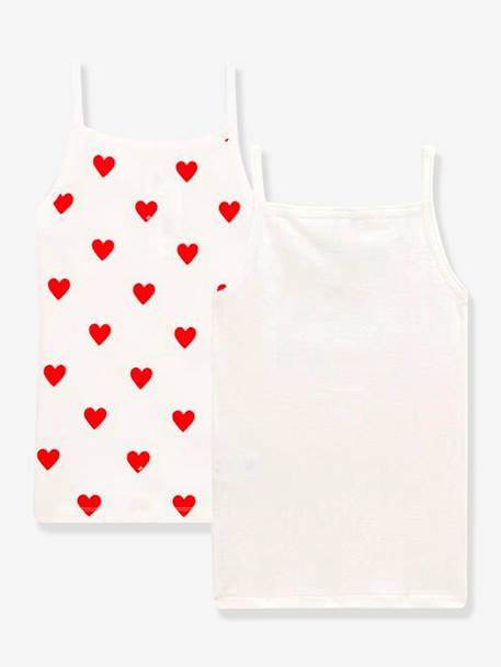 Lot de 2 Chemises à bretelles Coeur petite fille en coton - blanc coeurs - vertbaudet enfant 
