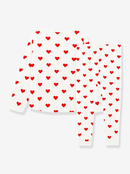 Long Sleeve Heart Pyjamas in Organic Cotton for Girls, by Petit Bateau WHITE LIGHT ALL OVER PRINTED - vertbaudet enfant 