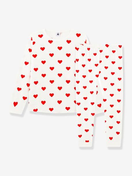 Pyjama coeur fille manches longues en coton bio motif coeurs - vertbaudet enfant 