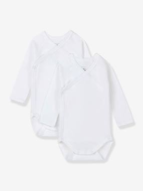 Bébé-Lot de 2 bodies croisés manches longues bébé naissance en coton bio