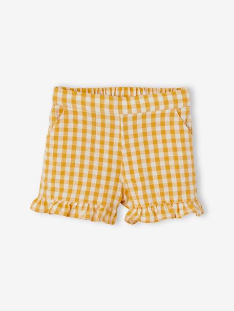 Ensemble tee-shirt et short vichy fille ivoire - vertbaudet enfant 