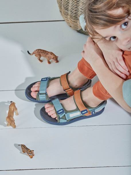 Trekking Sandals for Boys GREEN MEDIUM 2 COLOR/MULTICOLR - vertbaudet enfant 