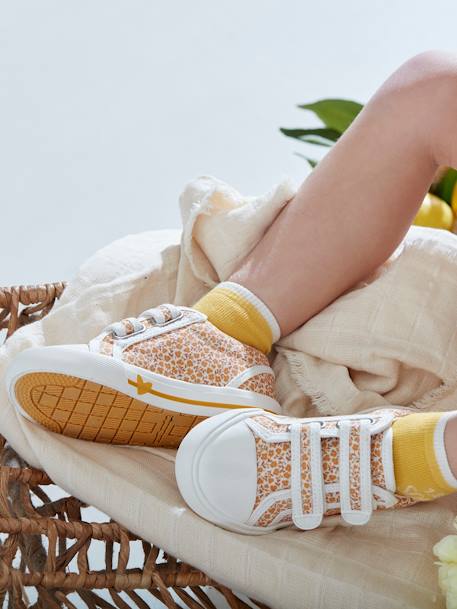 Baskets scratchées fille collection maternelle fleurs jaunes+ROSE FLEURI - vertbaudet enfant 