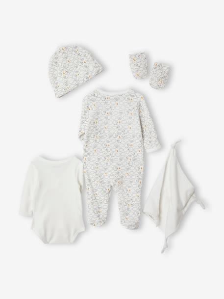 6-Piece Newborn Kit & Suitcase WHITE LIGHT ALL OVER PRINTED - vertbaudet enfant 