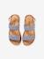 Sandals in Beaded Textile for Girls BLUE LIGHT SOLID WITH DESIGN - vertbaudet enfant 