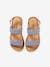 Sandals in Beaded Textile for Girls BLUE LIGHT SOLID WITH DESIGN - vertbaudet enfant 