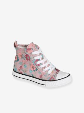 Shoes-High Top Trainers in Fancy Fabric, for Girls