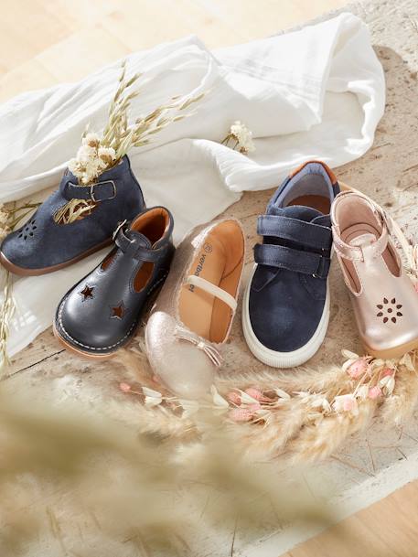 Scalloped Mary Jane Shoes for Baby Girls Gold - vertbaudet enfant 