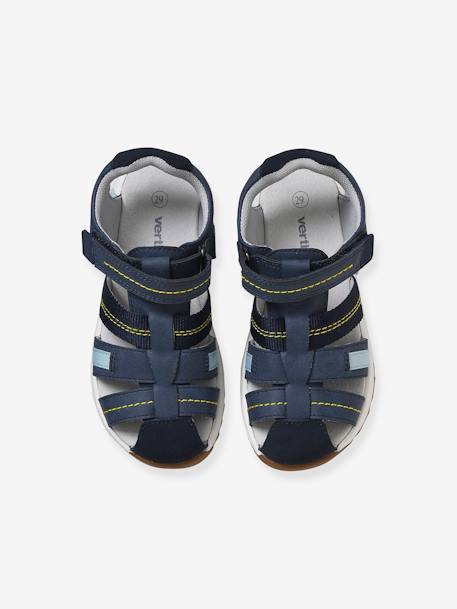 Closed-Toe Sandals for Boys BLUE DARK SOLID WITH DESIGN+GREY DARK SOLID+taupe - vertbaudet enfant 