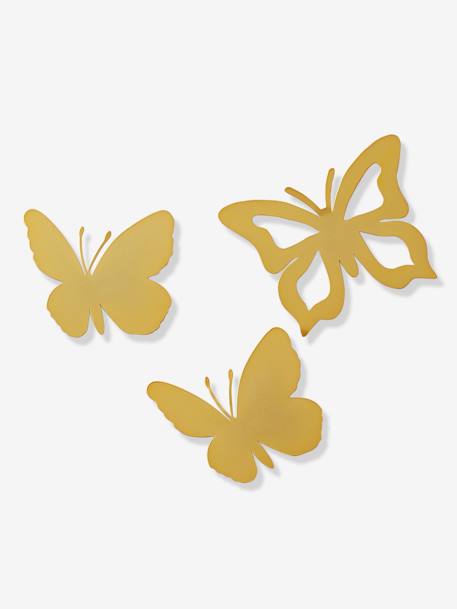 Set of 3 Butterflies in Brass - yellow light solid, Bedding & Decor