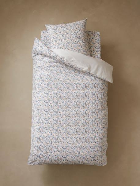 Duvet Cover + Pillowcase Set for Children, Lilac Square WHITE LIGHT SOLID WITH DESIGN - vertbaudet enfant 