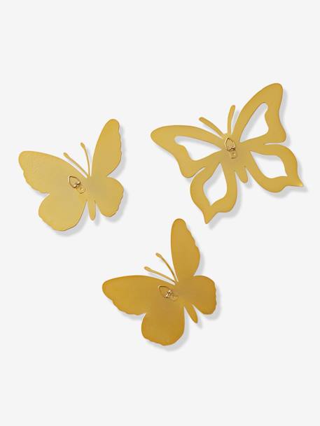 Set of 3 Butterflies in Brass YELLOW LIGHT SOLID - vertbaudet enfant 