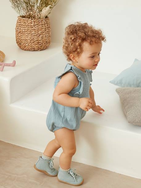 Sleeveless Jumpsuit for Babies Grey+rose+vanilla - vertbaudet enfant 