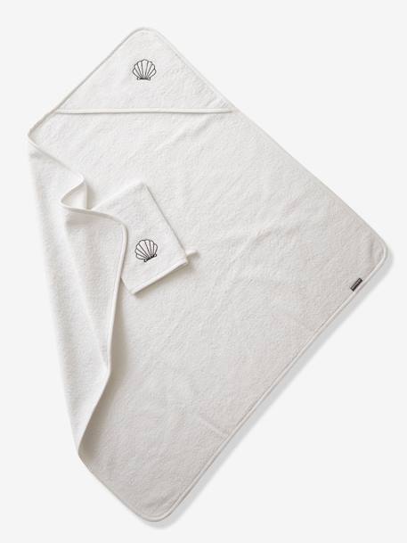 Cape de bain personnalisable et gant de toilette blanc+bleu moyen+framboise+ocre+rose poudré+vert bleuté+vert céladon - vertbaudet enfant 