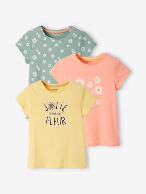 eco-friendly-fashion-Girls-Pack of 3 Assorted T-shirts, Iridescent Details for Girls