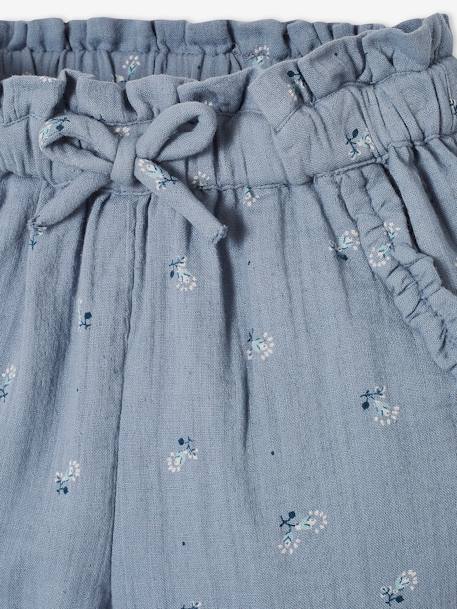 Pantacourt fille en gaze de coton anthracite+bleu+corail - vertbaudet enfant 