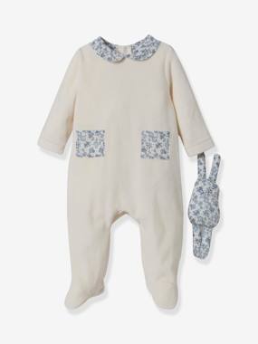 -Baby gift set: velour and Liberty floral sleepsuit + plush toy