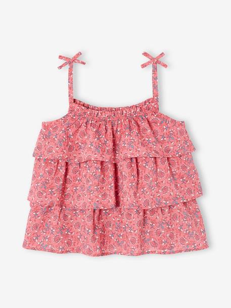 Printed Blouse with Ruffles, for Girls PINK MEDIUM ALL OVER PRINTED - vertbaudet enfant 