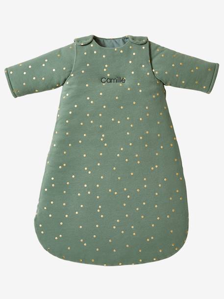 Gigoteuse hiver manches amovibles GREEN FOREST écru / pois doré+vert - vertbaudet enfant 