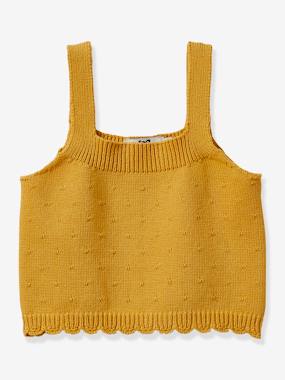 Girls-Cardigans, Jumpers & Sweatshirts-Knitted Sleeveless Top for Girls, by CYRILLUS