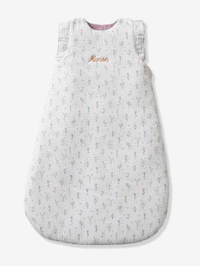 Bedding & Decor-Sleeveless Baby Sleep Bag in Cotton Gauze, Sweet Provence