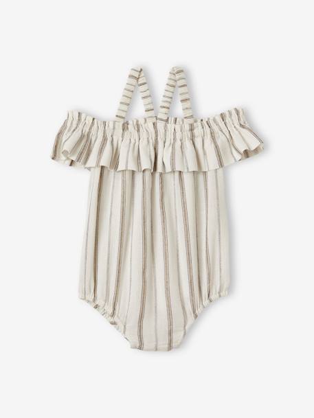 Striped Jumpsuit for Babies WHITE LIGHT STRIPED - vertbaudet enfant 