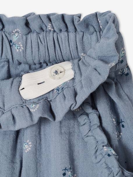 Pantacourt fille en gaze de coton anthracite+bleu+corail - vertbaudet enfant 