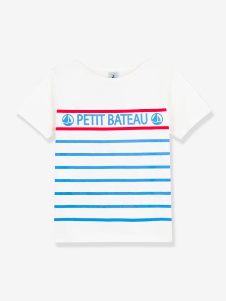 Short Sleeve T-Shirt in Cotton for Boys by PETIT BATEAU BLUE LIGHT STRIPED - vertbaudet enfant 
