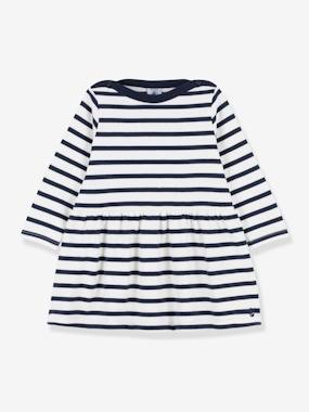 Baby-Dresses & Skirts-Iconic Long Sleeve Dress in Thick Organic Cotton Jersey Knit for Babies, by PETIT BATEAU